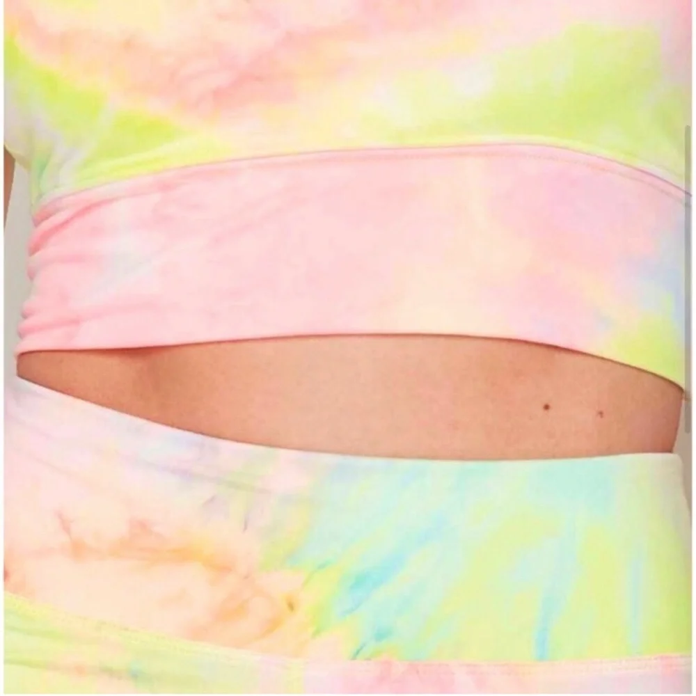 LAST ONE: Sherbet neon tie dye buttery soft yoga activewear set - Picture 4 of 6